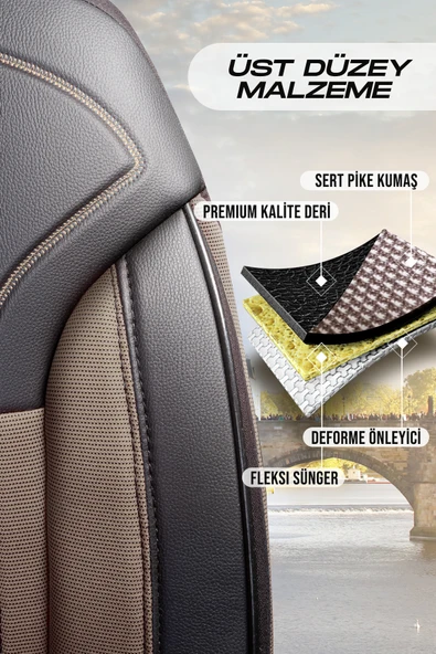 Panda Kılıf Panda Prag Serisi Pike Kumaş Oto Koltuk Kılıfı - Tam Set - Resim 5