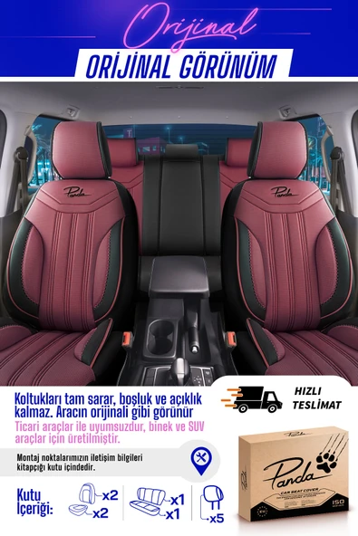 Panda Kılıf Panda Miami Serisi Deri Oto Koltuk Kılıfı - Tam Set - Resim 4