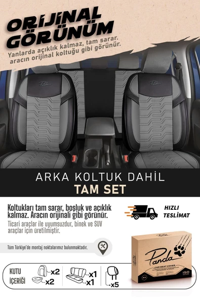 Panda Berlin Serisi Jakar Kumaş Oto Koltuk Kılıfı - 7