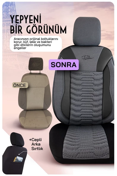 Panda Kılıf Panda Paris Serisi Pike Kumaş Oto Koltuk Kılıfı - Tam Set - 8