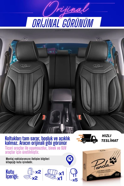 Panda Kılıf Panda Miami Serisi Deri Oto Koltuk Kılıfı - Tam Set - 11