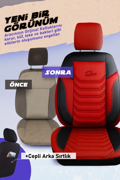 PANDA FLORİDA SERİSİ PİKE KUMAŞ OTO KOLTUK KILIFI - TAM SET - 4