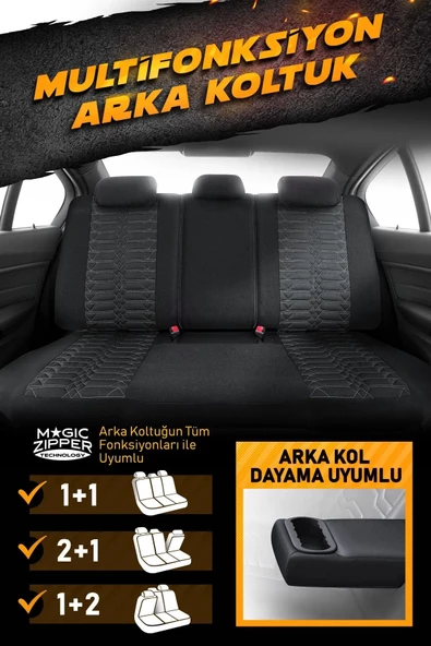 Panda Venedik Serisi Jakar Kumaş Oto Koltuk Kılıfı - Tam Set - 6