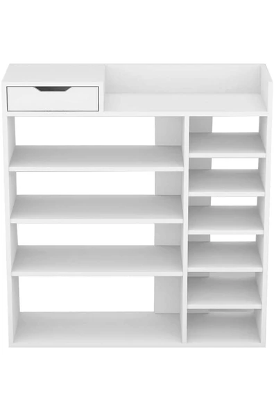 aden home senin evin senin dünyan Beyaz Ayakkabılık, 10 Raflı Ayakkabı Dolabı, Vestiyer Ayakkabılık, Dekoratif Ayakkabılık, %100 Mdf - 2