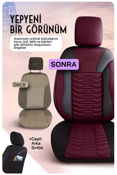 Panda Paris Serisi Pike Kumaş Oto Koltuk Kılıfı - Tam Set - 5