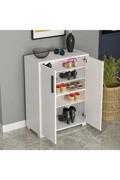aden home senin evin senin dünyan Beyaz Ayakkabı Dolabı, Kapaklı Ayakkabılık, MDF Ayakkabı Dolabı, Çok Amaçlı Dolap, Mayk18 - 3