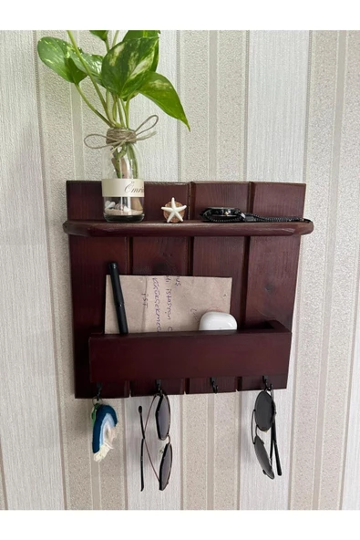 aden home senin evin senin dünyan Ahşap Anahtar Askısı, Duvara Monte Anahtarlık, Dekoratif Anahtar Askısı, Duvar Rafı, ANH52 - 5