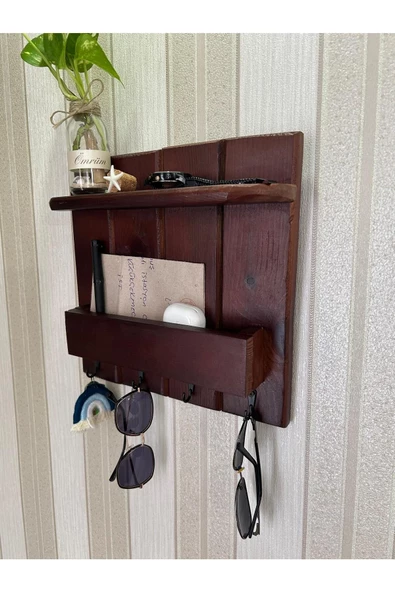aden home senin evin senin dünyan Ahşap Anahtar Askısı, Duvara Monte Anahtarlık, Dekoratif Anahtar Askısı, Duvar Rafı, ANH52 - 2