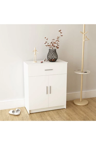 aden home senin evin senin dünyan Beyaz Dresuar, Çekmeceli Dresuar, Çekmeceli Dolap, Şifonyer, Çok Amaçlı Kapaklı Dolap, %100 MDF - 4
