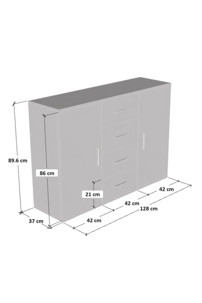 aden home senin evin senin dünyan Beyaz Dresuar, Çekmeceli Dresuar, Çekmeceli Dolap, Şifonyer, Çok Amaçlı Kapaklı Dolap, %100 MDF - 6