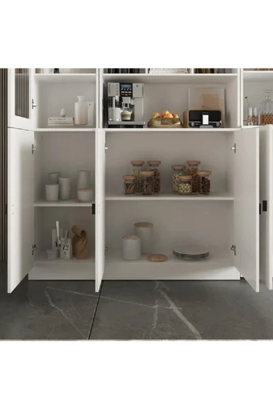 aden home senin evin senin dünyan Beyaz Hazır Mutfak Dolabı, Çok Amaçlı Mutfak Dolabı, Erzak Dolabı, MDF, 180x200cm, MDLP28 - 3