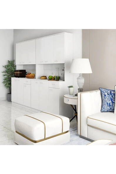 aden home senin evin senin dünyan Mutfak Dolabı, Beyaz Çok Amaçlı Dolap, %100 MDF Dolap, Hazır Mutfak Dolabı, Kiler Erzak Dolabı - 4