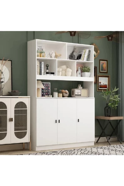 aden home senin evin senin dünyan Beyaz Hazır Mutfak Dolabı, Çok Amaçlı Mutfak Dolabı, Erzak Dolabı, MDF, 180x120cm, MDLP14 - 3