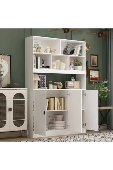 aden home senin evin senin dünyan Beyaz Hazır Mutfak Dolabı, Çok Amaçlı Mutfak Dolabı, Erzak Dolabı, MDF, 180x120cm, MDLP14 - 4