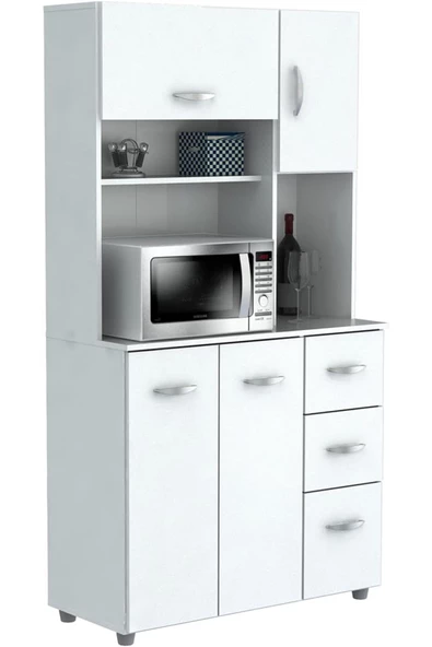 aden home senin evin senin dünyan Hazır Mutfak Dolabı, Çok Amaçlı Mutfak Dolabı, Erzak Kiler Dolabı, Beyaz MDF, 180x100cm, MDLP30 - 4