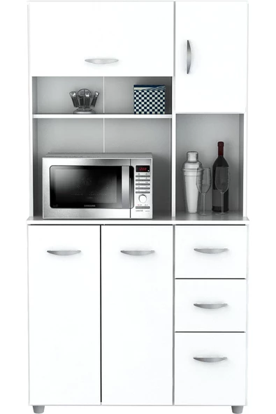 aden home senin evin senin dünyan Hazır Mutfak Dolabı, Çok Amaçlı Mutfak Dolabı, Erzak Kiler Dolabı, Beyaz MDF, 180x100cm, MDLP30 - 6