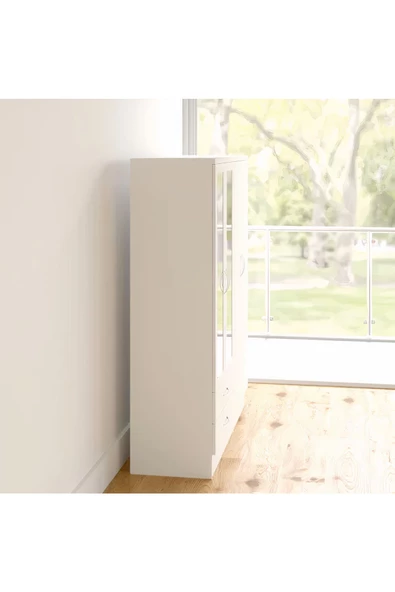 aden home senin evin senin dünyan 4 Kapaklı Aynalı Gardırop, %100 MDF Beyaz Gardırop, Elbise Dolabı, Kapaklı Çekmeceli Beyaz Gardırop - 4