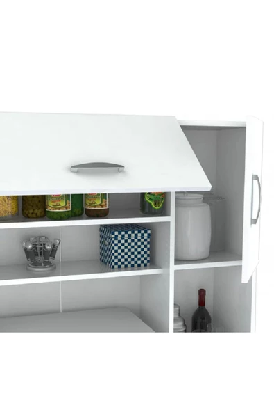 aden home senin evin senin dünyan Hazır Mutfak Dolabı, Çok Amaçlı Mutfak Dolabı, Erzak Kiler Dolabı, Beyaz MDF, 180x100cm, MDLP30 - 3