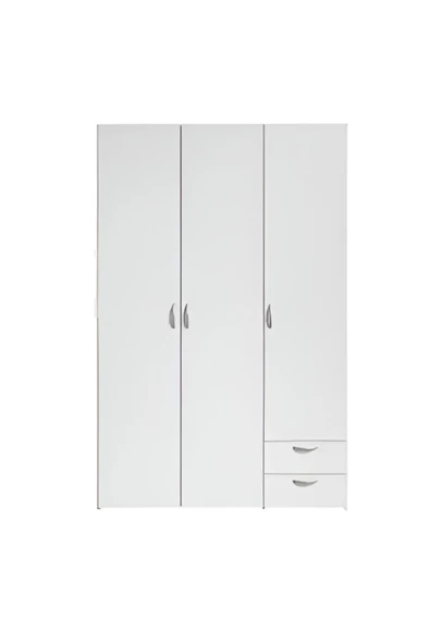 aden home senin evin senin dünyan 3 Kapaklı Gardırop, %100 MDF Beyaz Gardırop, Elbise Dolabı, Kapaklı Çekmeceli Beyaz Gardırop - 3
