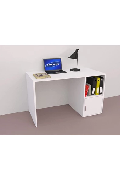 aden home senin evin senin dünyan %100 MDF Çalışma Masası, Bilgisayar Masası, Kitaplıklı Çalışma Masası, Beyaz Ders Çalışma Masası