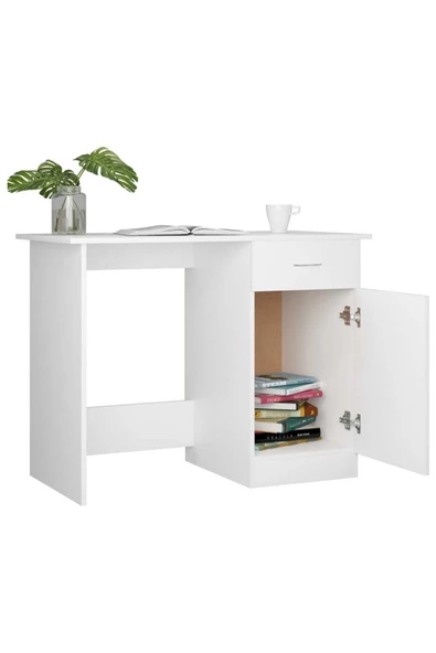 aden home senin evin senin dünyan %100 MDF Çalışma Masası, Bilgisayar Masası, Kitaplıklı Çalışma Masası, Beyaz Ders Çalışma Masası - 6