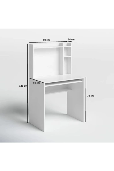 aden home senin evin senin dünyan %100 MDF Çalışma Masası, Bilgisayar Masası, Kitaplıklı Çalışma Masası, Beyaz Ders Çalışma Masası - 5