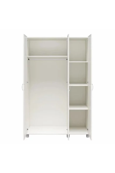 aden home senin evin senin dünyan 3 Kapaklı Çekmeceli Gardırop, %100 Mdf Gardırop, Elbise Dolabı, 190x120 Cm - 5
