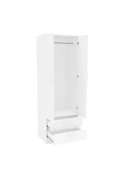 aden home senin evin senin dünyan 2 Kapaklı 2 Çekmeceli Gardırop, MDF Beyaz Gardırop, Elbise Dolabı, Çok Amaçlı Dolap - 3