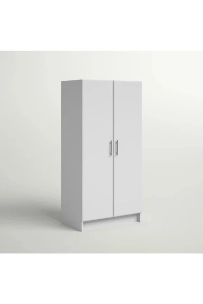 aden home senin evin senin dünyan 2 Kapaklı Beyaz Gardırop, %100 Mdf Gardırop, Elbise Dolabı, Çok Amaçlı Dolap - 6