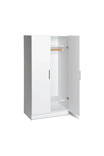 aden home senin evin senin dünyan 2 Kapaklı Beyaz Gardırop, %100 Mdf Gardırop, Elbise Dolabı, Çok Amaçlı Dolap - 7