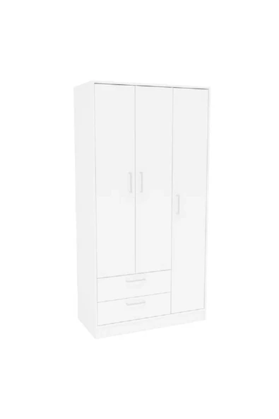 aden home senin evin senin dünyan 3 Kapaklı 2 Çekmeceli Gardırop, MDF Beyaz Gardırop, Elbise Dolabı, Çok Amaçlı Dolap - 3