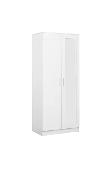 aden home senin evin senin dünyan 2 Kapaklı Gardırop, Aynalı Gardırop, Elbise Dolabı, MDF Beyaz Gardırop - 6