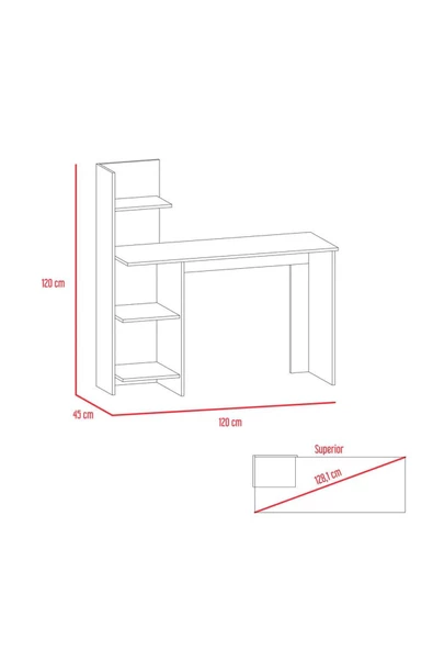 aden home senin evin senin dünyan %100 MDF Çalışma Masası, Bilgisayar Masası, Kitaplıklı Çalışma Masası, Beyaz Ders Çalışma Masası - 8