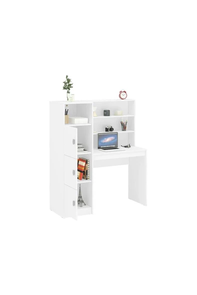 aden home senin evin senin dünyan %100 MDF Çalışma Masası, Bilgisayar Masası, Kitaplıklı Çalışma Masası, Beyaz Ders Çalışma Masası - 2