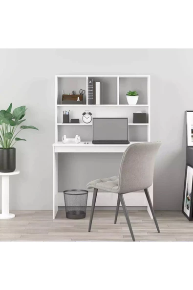 aden home senin evin senin dünyan %100 MDF Çalışma Masası, Bilgisayar Masası, Kitaplıklı Çalışma Masası, Beyaz Ders Çalışma Masası