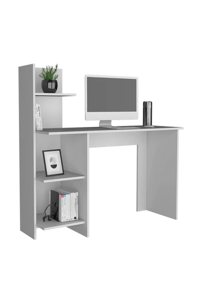 aden home senin evin senin dünyan %100 MDF Çalışma Masası, Bilgisayar Masası, Kitaplıklı Çalışma Masası, Beyaz Ders Çalışma Masası - 6