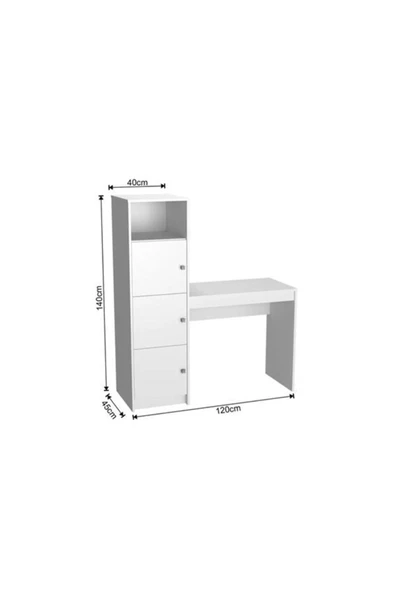 aden home senin evin senin dünyan %100 MDF Çalışma Masası, Bilgisayar Masası, Kitaplıklı Çalışma Masası, Beyaz Ders Çalışma Masası - 2