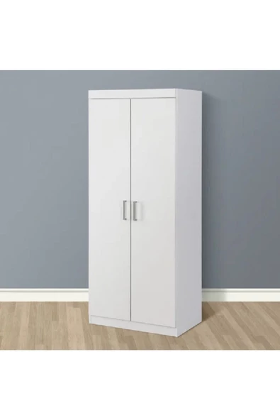 aden home senin evin senin dünyan 2 Kapaklı Beyaz Gardırop, %100 Mdf Gardırop, Elbise Dolabı - 5