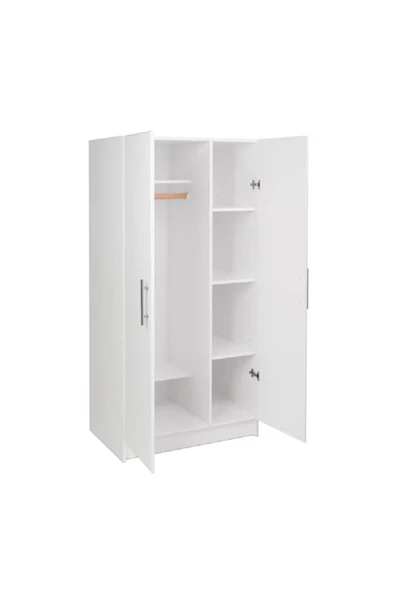 aden home senin evin senin dünyan 2 Kapaklı 6 Raflı Gardırop, Beyaz Gardırop, %100 Mdf Gardırop, Elbise Dolabı - 4
