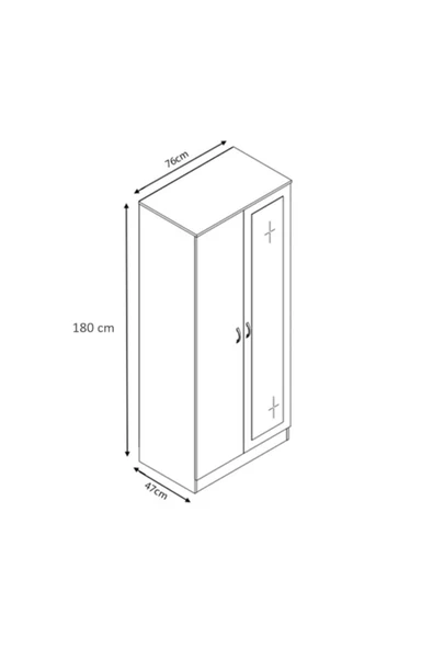 aden home senin evin senin dünyan 2 Kapaklı Aynalı Gardırop, %100 MDF Beyaz Gardırop, Elbise Dolabı, Kapaklı Çekmeceli Beyaz Gardırop - 5