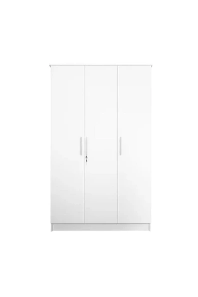 aden home senin evin senin dünyan 3 Kapaklı Raflı Beyaz Gardırop, %100 Mdf Gardırop, Elbise Dolabı - 4