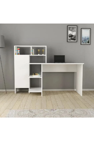 aden home senin evin senin dünyan Beyaz Çalışma Masası, Kitaplıklı Çalışma Masası, Ofis Çalışma Masası, Ders Çalışma Masası - CM68