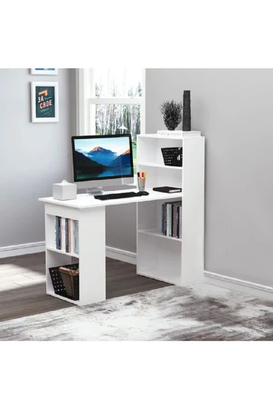 aden home senin evin senin dünyan %100 MDF Çalışma Masası, Bilgisayar Masası, Kitaplıklı Çalışma Masası, Ofis Masası Çocuk Genç Odası