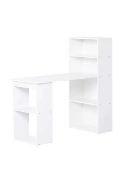 aden home senin evin senin dünyan Kitaplıklı Çift Raflı Çalışma Masası, Beyaz Çalışma Masası, Ders Çalışma Masası, - CM57 - 4