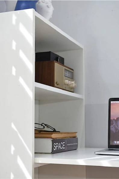 aden home senin evin senin dünyan %100 Mdf Kitaplıklı Çalışma Masası, Beyaz Çalışma Masası, Ders Çalışma Masası - 3