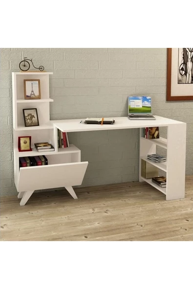 aden home senin evin senin dünyan %100 MDF Çalışma Masası, Bilgisayar Masası, Kitaplıklı Çalışma Masası, Ofis Masası Çocuk Genç Odası