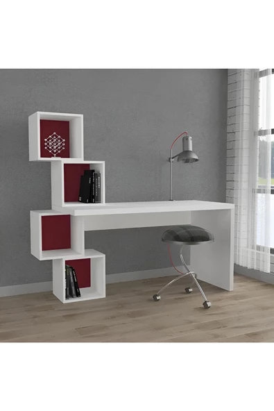 aden home senin evin senin dünyan Kitaplıklı Çalışma Masası, %100 MDF Beyaz Çalışma Masası, Ofis Çalışma Masası, Genç Odası, CM92 - 2