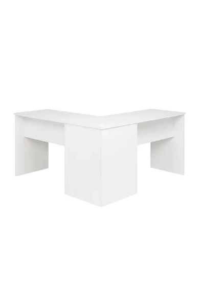 aden home senin evin senin dünyan Beyaz Çalışma Masası, Ofis Çalışma Masası, Kitaplıklı Çalışma Masası, 140x140cm - CM73 - 6