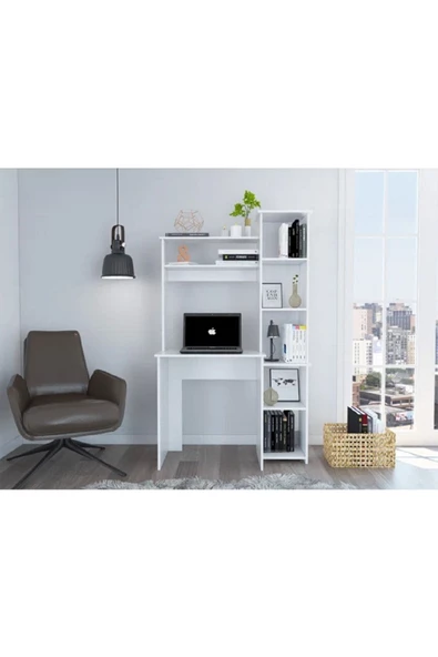 aden home senin evin senin dünyan Beyaz Çalışma Masası, %100 Mdf Kitaplıklı Çalışma Masası, Bilgisayar Masası, Ders Çalışma Masası