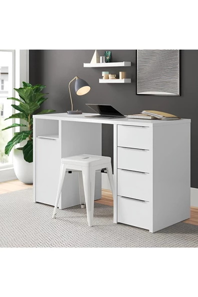 aden home senin evin senin dünyan Kitaplıklı Çalışma Masası, %100 MDF Beyaz Çalışma Masası, Ofis Çalışma Masası, Genç Odası, CM94